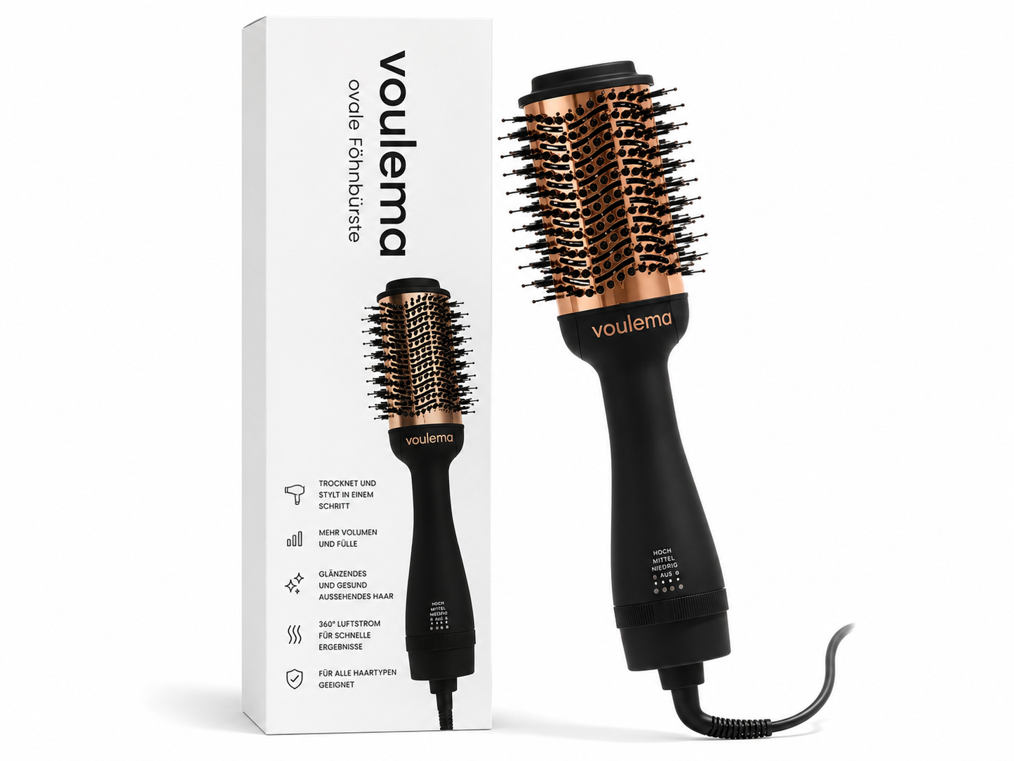Voluméa 3-in-1 Heißluftbürste für Volumen, Glanz & Styling